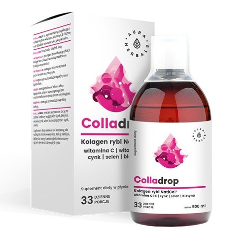 Aura Herbals Colladrop Kolagen rybi NatiCol z witaminą C 500 ml w płynie