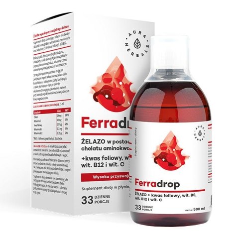 Aura Herbals Ferradrop (Żelazo + kwas foliowy) 500 ml