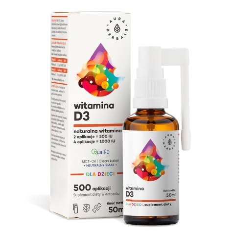 Aura Herbals Witamina D3 dla dzieci MCT 50 ml w aerozolu