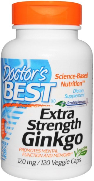 Doctor's Best Extra Strength Ginkgo (ekstrakt z miłorzębu) 120 mg 120 kapsułek wegańskich