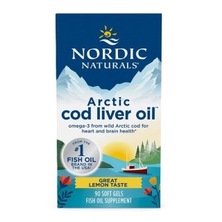 Nordic Naturals Arctic Cod Liver Oil 90 kapsułek miękkich o smaku cytrynowym