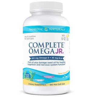 Nordic Naturals Complete Omega Junior 283mg Omega 3 i 35mg GLA 180 miękkich kapsułek o smaku cytrynowym