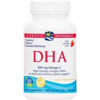 Nordic Naturals DHA 830 mg 90 kapsułek o smaku truskawkowym