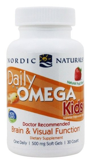 Nordic Naturals Daily Omega Kids Omega 3 dla dzieci 30 kapsułek miękkich o smaku truskawkowym