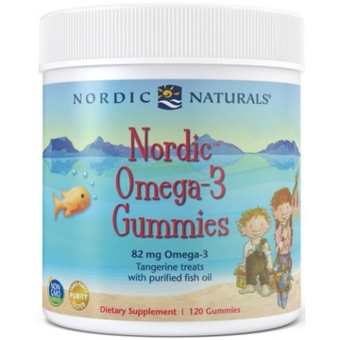 Nordic Naturals Omega-3 Gummies 82mg - 120 żelek o smaku mandarynkowym