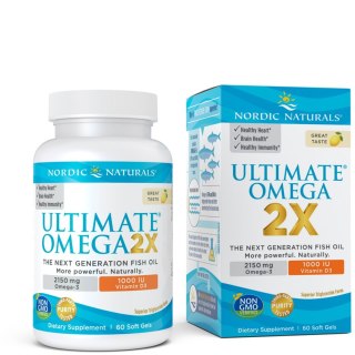 Nordic Naturals Ultimate Omega 2X z witaminą D3 60 kapsułek miękkich o smaku cytrynowym