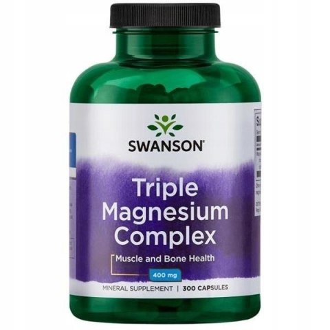 Swanson Triple Magnesium Complex (kompleks magnezu z trzech form) 400 mg 300 kapsułek