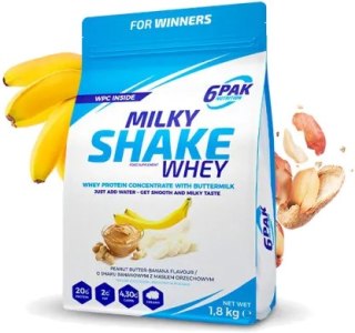 6PAK Milky Shake Whey 700g białko WPC o smaku bananowym z masłem orzechowym