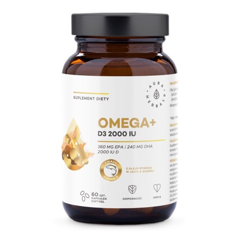 Aura Herbals Omega+ Witamina D3 2000 IU 60 kapsułek