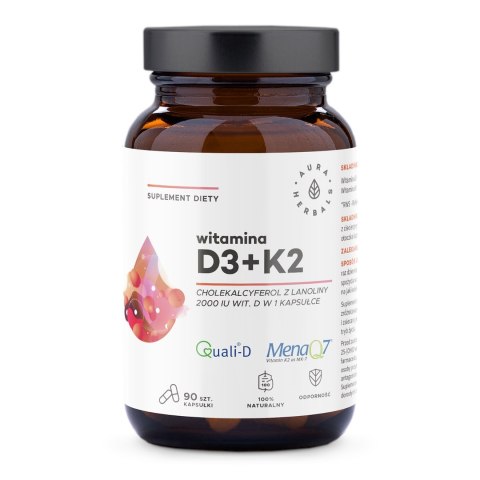 Aura Herbals Witamina D3 2000 IU + K2 90 kapsułek