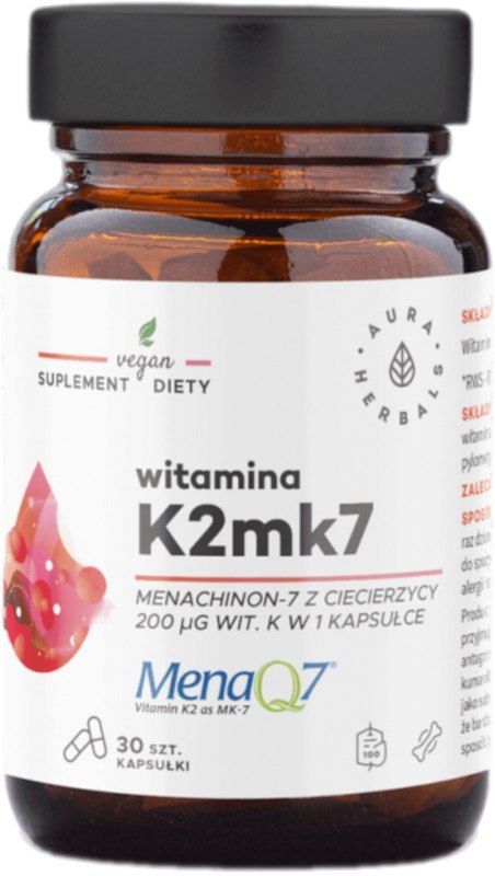 Aura Herbals Witamina K2MK7 MenaQ7® 200 μg 30 kapsułek