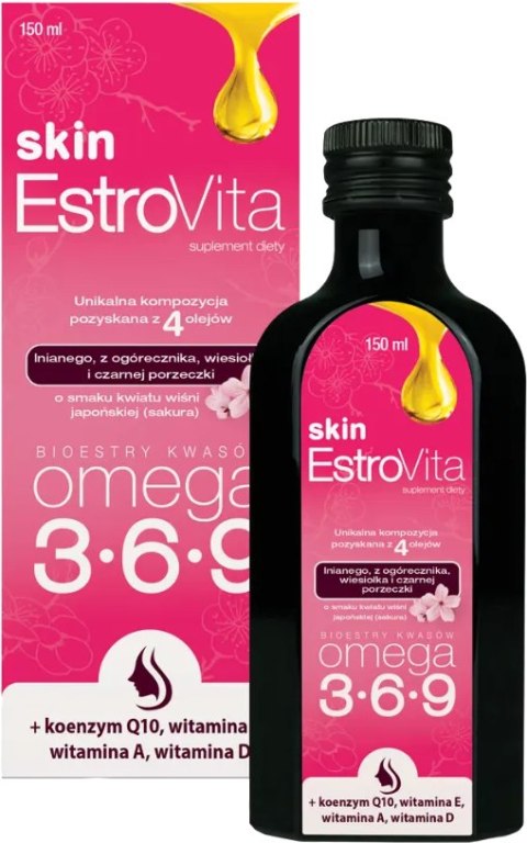 EstroVita Skin Omega 3-6-9 dla kobiet 150 ml o smaku kwiatu wiśni