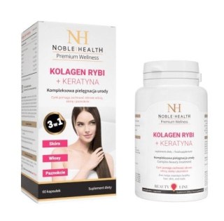 Noble Health Kolagen rybi + keratyna 60 kapsułek