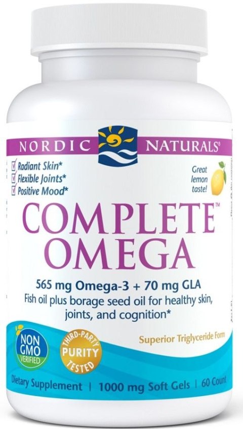 Nordic Naturals Complete Omega 3 565mg + GLA 70 mg 60 kapsułek o smaku cytrynowym