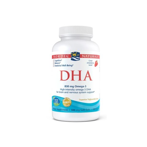 Nordic Naturals DHA 830 mg 180 kapsułek o smaku truskawkowym