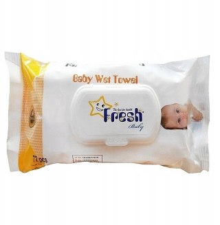 Fresh Baby Chusteczki nawilżane z klipsem żółte 72 sztuk