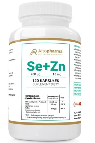 Altopharma Selen 200 µg + Cynk 15 mg+ Prebiotyk Vege 120 kapsułek