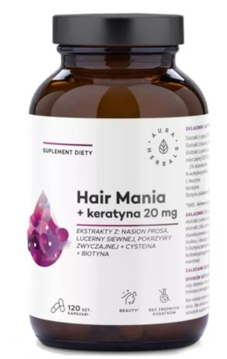 Aura Herbals Hair Mania + keratyna 20 mg 120 kapsułek