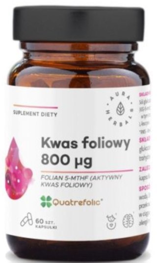 Aura Herbals Kwas foliowy 800 μq Quatrefolic 60 kapsułek