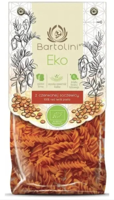 Bartolini Makaron Proteinowy Z Soczewicy Czerwonej Świderki BIO 250 g