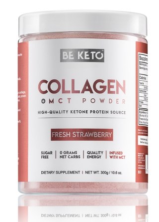 BeKeto Keto Kolagen z olejem MCT o smaku truskawkowym 300g