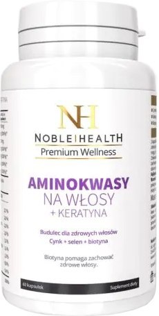 Noble Health Aminokwasy na włosy + keratyna 60 kapsułek