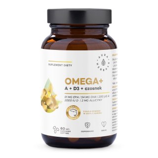 Aura Herbals Omega-3 + Witamina A + Witamina D3 2000 IU + Czosnek 60 kapsułek