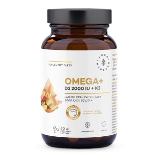 Aura Herbals Omega+ Witamina D3 2000 IU + K2 MK-7 60 kapsułek