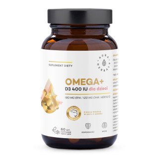 Aura Herbals Omega+ Witamina D3 400 IU dla dzieci 60 kapsułek twist-off