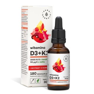 Aura Herbals Witamina D3 2000 IU + K2 + ekstrakt z kurkumy 30 ml