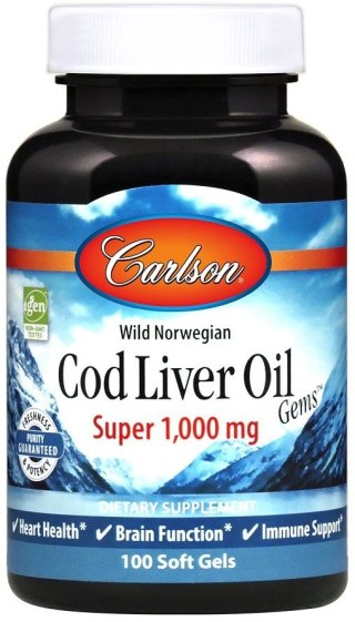 Carlson Labs Wild Norwegian Cod Liver Oil 1000 mg 100 kapsułek