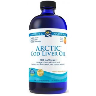 Nordic Naturals Arcitc Cod Liver Oil tran olej z wątroby dorsza arktycznego 1060mg w płynie o smaku pomarańczowym 473ml