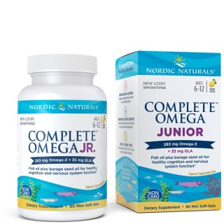 Nordic Naturals Complete Omega Junior 283mg Omega 3 i 35mg GLA 90 miękkich kapsułek o smaku cytrynowym