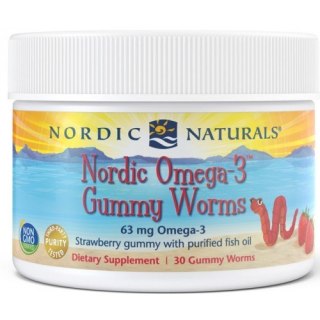 Nordic Naturals Omega-3 Gummy Worms 63mg 30 żelek o smaku truskawkowym