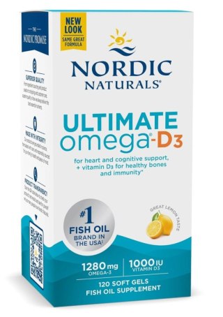 Nordic Naturals Ultimate Omega-D3 Fish Oil 1280 mg 120 kapsułek miękkich o smaku cytrynowym