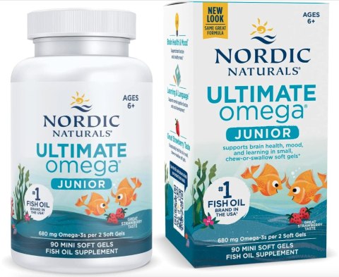 Nordic Naturals Ultimate Omega Junior 680 mg 90 kapsułek miękkich o smaku truskawkowym