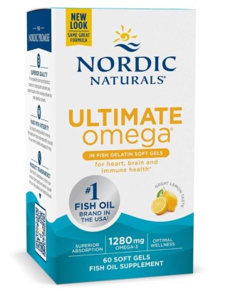 Nordic Naturals Ultimate Omega in Fish Gelatin 1280 mg 60 kapsułek miękkich o smaku cytrynowym