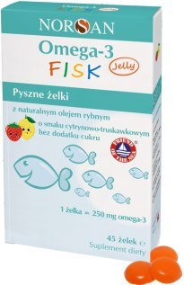 Norsan Omega-3 FISK Jelly 45 żelek o smaku cytrynowo-truskawkowym