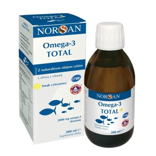 Norsan Omega-3 TOTAL olej rybny z witaminą D3 200 ml o smaku cytrynowym