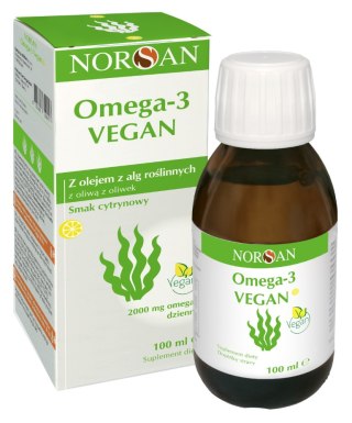 Norsan Omega-3 Vegan olej z alg 100 ml o smaku cytrynowym