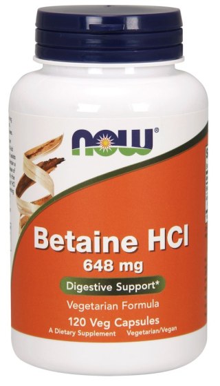 Now Foods Betaine HCL (Betaina HCL) 648 mg 120 kapsułek wegańskich