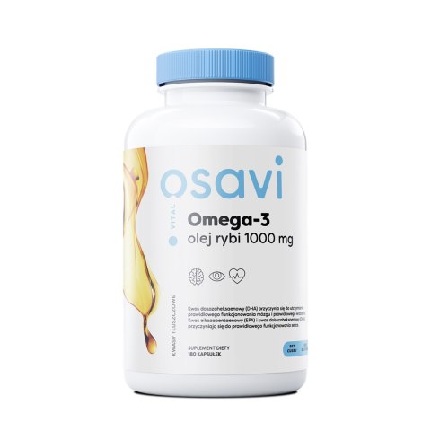 Osavi Omega 3 Olej Rybi 1000 mg 180 kapsułek o smaku cytrynowym