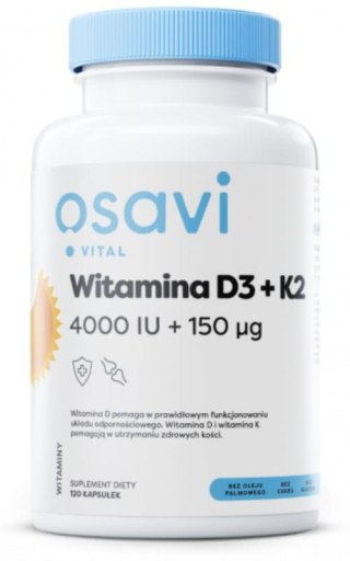 Osavi Witamina D3 + K2 4000IU + 150 µg 120 kapsułek miękkich