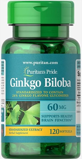 Puritan's Pride Ginkgo Blioba 60 mg standaryzowany ekstrakt 120 kapsułek