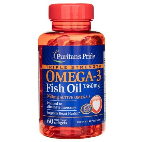 Puritan's Pride Triple Omega-3 1360mg 60 kapsułek miękkich