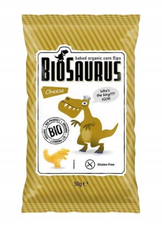 BIOSAURUS Chrupki kukurydziane Dinozaury o smaku serowym BIO 50 g