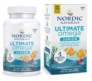 Nordic Naturals Ultimate Omega Fish Oil Junior 680 mg 90 mini kapsułek miękkich o smaku truskawkowym