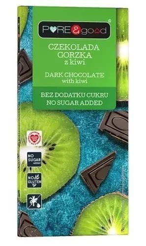 PURE & GOOD Czekolada gorzka z kiwi bez cukru 75g