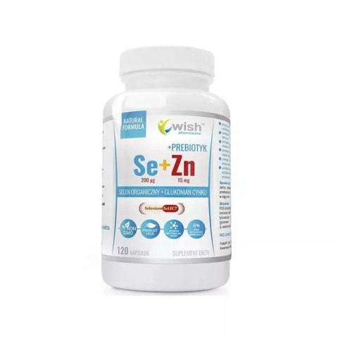 Wish Selen Organiczny 200µg + Cynk 15mg + Prebiotyk vege 120 kapsułek